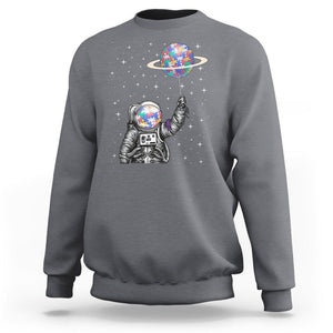 Autism Awareness Sweatshirt Astronaut Puzzle Balloon Autistic Outer Space TS09 Charcoal Printyourwear