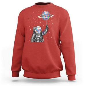 Autism Awareness Sweatshirt Astronaut Puzzle Balloon Autistic Outer Space TS09 Red Printyourwear