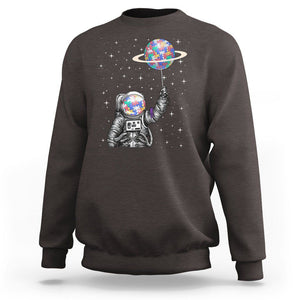 Autism Awareness Sweatshirt Astronaut Puzzle Balloon Autistic Outer Space TS09 Dark Chocolate Printyourwear