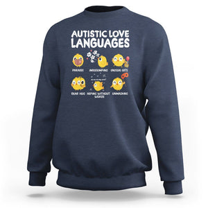 Autism Awareness Sweatshirt Autistic Love Languages Cute Chick TS09 Navy Printyourwear