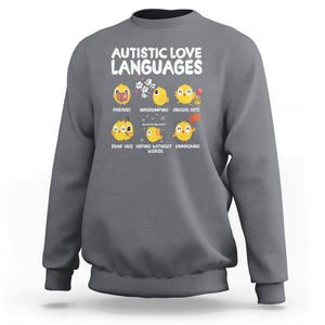 Autism Awareness Sweatshirt Autistic Love Languages Cute Chick TS09 Charcoal Printyourwear