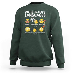 Autism Awareness Sweatshirt Autistic Love Languages Cute Chick TS09 Dark Forest Green Printyourwear