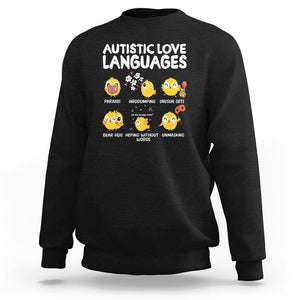 Autism Awareness Sweatshirt Autistic Love Languages Cute Chick TS09 Black Printyourwear