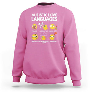 Autism Awareness Sweatshirt Autistic Love Languages Cute Chick TS09 Azalea Printyourwear