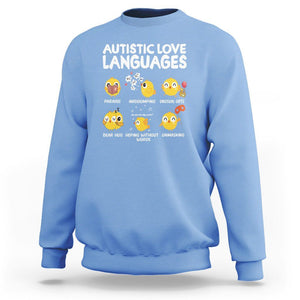 Autism Awareness Sweatshirt Autistic Love Languages Cute Chick TS09 Carolina Blue Printyourwear