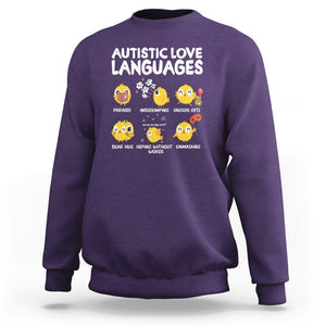 Autism Awareness Sweatshirt Autistic Love Languages Cute Chick TS09 Purple Printyourwear