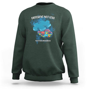 Autism Awareness Sweatshirt Different Not Less Support Spectrum Puzzle Piece TS02 Dark Forest Green Printyourwear