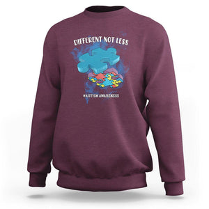 Autism Awareness Sweatshirt Different Not Less Support Spectrum Puzzle Piece TS02 Maroon Printyourwear