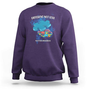 Autism Awareness Sweatshirt Different Not Less Support Spectrum Puzzle Piece TS02 Purple Printyourwear