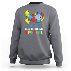 Autism Awareness Sweatshirt God Made Me Special Cute Fish Puzzle Ribbon TS09 Charcoal Printyourwear