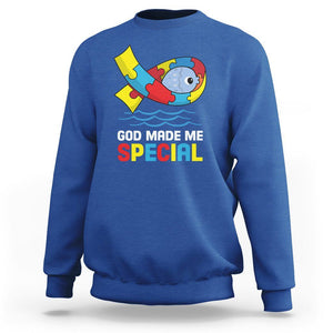 Autism Awareness Sweatshirt God Made Me Special Cute Fish Puzzle Ribbon TS09 Royal Blue Printyourwear