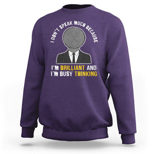 Autism Awareness Sweatshirt I Don't Speak Much Because I'm Brilliant And I'm Busy Thinking Autistic Aesthetic Maze Man TS09 Purple Printyourwear