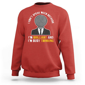 Autism Awareness Sweatshirt I Don't Speak Much Because I'm Brilliant And I'm Busy Thinking Autistic Aesthetic Maze Man TS09 Red Printyourwear