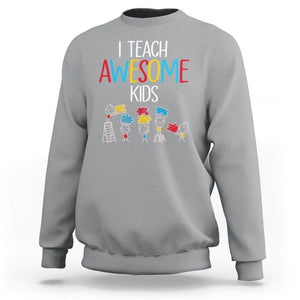 Autism Awareness Sweatshirt I Teach Awesome Kids Funny Puzzle Special Education Teacher TS09 Sport Gray Printyourwear