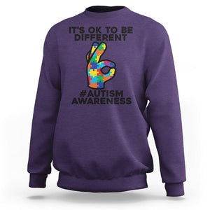 Autism Awareness Sweatshirt It's Ok To Be Different Acceptance Spectrum Puzzle Piece TS02 Purple Printyourwear