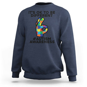 Autism Awareness Sweatshirt It's Ok To Be Different Acceptance Spectrum Puzzle Piece TS02 Navy Printyourwear