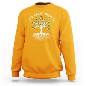 Autism Awareness Sweatshirt Let's Grow Together Puzzle Flowers TS09 Gold Printyourwear