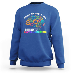 Autism Awareness Sweatshirt Some Gears Turn Differently Acceptance Neurodiversity Brain Gear TS02 Royal Blue Printyourwear