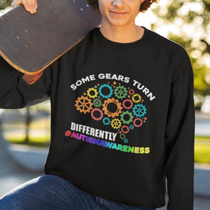 Autism Awareness Sweatshirt Some Gears Turn Differently Acceptance Neurodiversity Brain Gear TS02 Printyourwear