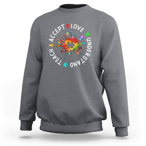 Autism Awareness Sweatshirt Special Teacher Teach Accept Understand Love TS09 Charcoal Printyourwear