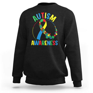 Autism Awareness Sweatshirt Spectrum Ribbon TS01 Black Printyourwear