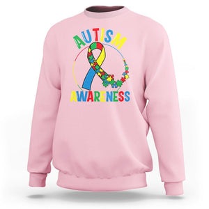 Autism Awareness Sweatshirt Spectrum Ribbon TS01 Light Pink Printyourwear