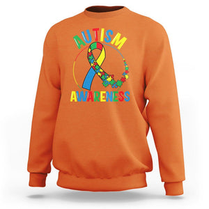 Autism Awareness Sweatshirt Spectrum Ribbon TS01 Orange Printyourwear