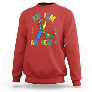 Autism Awareness Sweatshirt Spectrum Ribbon TS01 Red Printyourwear