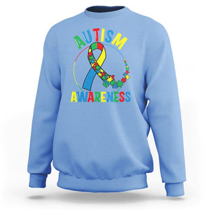 Autism Awareness Sweatshirt Spectrum Ribbon TS01 Carolina Blue Printyourwear