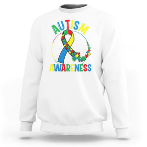 Autism Awareness Sweatshirt Spectrum Ribbon TS01 White Printyourwear