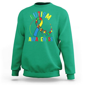 Autism Awareness Sweatshirt Spectrum Ribbon TS01 Irish Green Printyourwear