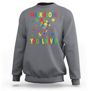 Autism Awareness Sweatshirt You'll Never Walk Alone Dad Mom Parents Support TS09 Charcoal Printyourwear