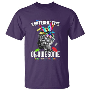 Autism Awareness T Shirt A Different Type Of Awesome Butterfly Puzzle Pieces TS02 Purple Printyourwear