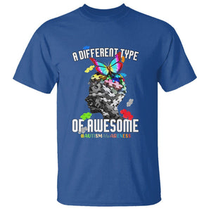 Autism Awareness T Shirt A Different Type Of Awesome Butterfly Puzzle Pieces TS02 Royal Blue Printyourwear