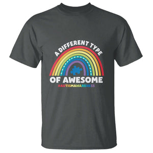 Autism Awareness T Shirt A Different Type Of Awesome Rainbow Puzzle Piece TS02 Dark Heather Printyourwear