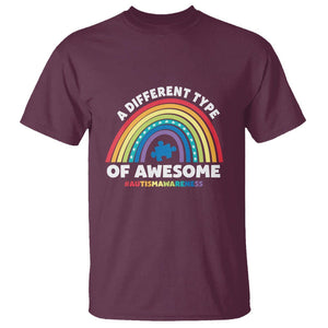 Autism Awareness T Shirt A Different Type Of Awesome Rainbow Puzzle Piece TS02 Maroon Printyourwear