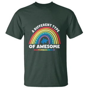 Autism Awareness T Shirt A Different Type Of Awesome Rainbow Puzzle Piece TS02 Dark Forest Green Printyourwear