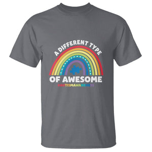 Autism Awareness T Shirt A Different Type Of Awesome Rainbow Puzzle Piece TS02 Charcoal Printyourwear