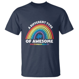 Autism Awareness T Shirt A Different Type Of Awesome Rainbow Puzzle Piece TS02 Navy Printyourwear