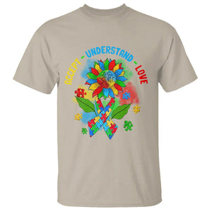 Autism Awareness T Shirt Accept Understand Love Rainbow Puzzle Sunflower TS09 Sand Printyourwear