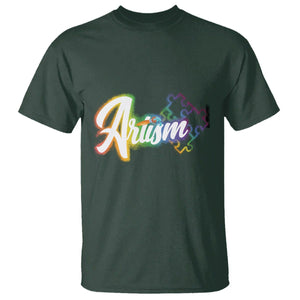 Autism Awareness T Shirt Artism Artist Autistic Rainbow Puzzle Aesthetic TS09 Dark Forest Green Printyourwear