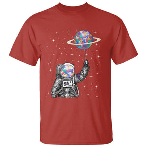 Autism Awareness T Shirt Astronaut Puzzle Balloon Autistic Outer Space TS09 Red Printyourwear