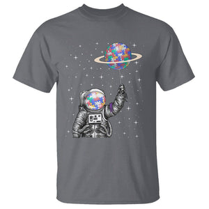 Autism Awareness T Shirt Astronaut Puzzle Balloon Autistic Outer Space TS09 Charcoal Printyourwear