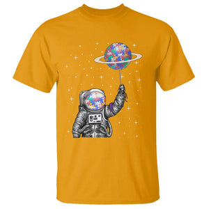 Autism Awareness T Shirt Astronaut Puzzle Balloon Autistic Outer Space TS09 Gold Printyourwear