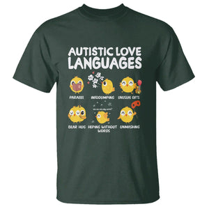 Autism Awareness T Shirt Autistic Love Languages Cute Chick TS09 Dark Forest Green Printyourwear