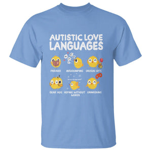 Autism Awareness T Shirt Autistic Love Languages Cute Chick TS09 Carolina Blue Printyourwear