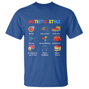 Autism Awareness T Shirt Autistic Style Routines Song On Repeat Stim Toys Sensory Differences TS09 Royal Blue Printyourwear