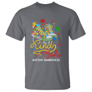 Autism Awareness T Shirt Be A King Sole Puzzle Shoe TS09 Charcoal Printyourwear