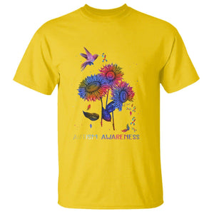 Autism Awareness T Shirt Colorful Sunflower With Bird Spectrum Ribbon TS01 Daisy Printyourwear