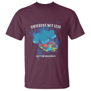 Autism Awareness T Shirt Different Not Less Support Spectrum Puzzle Piece TS02 Maroon Printyourwear